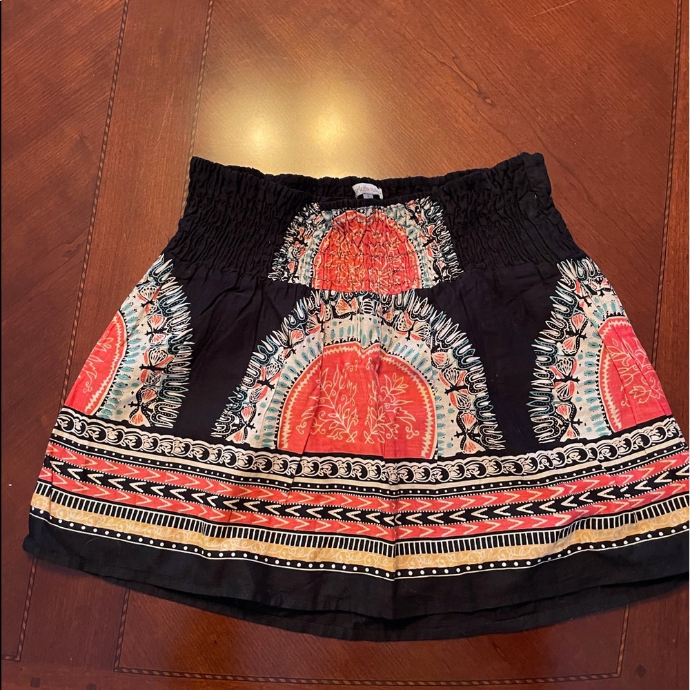 Charlotte Russe colorful fully-lined skater skirt.